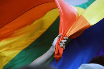 Rainbow flag during Stockholm Pride, Stockholm, Sweden